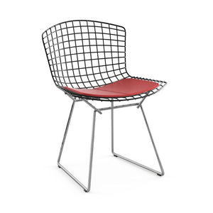 Bertoia Two-Tone Side Chair Side/Dining Knoll Black top - Polished Chrome base Vinyl - Red 