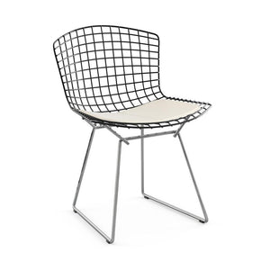 Bertoia Two-Tone Side Chair Side/Dining Knoll Black top - Polished Chrome base Vinyl - White 