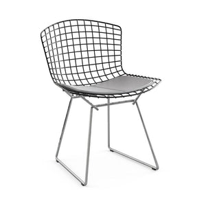 Bertoia Two-Tone Side Chair Side/Dining Knoll Black top - Polished Chrome base Vinyl - Fog 