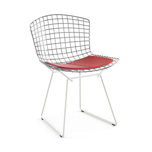 Bertoia Two-Tone Side Chair Side/Dining Knoll Polished Chrome top - White base Vinyl - Red 