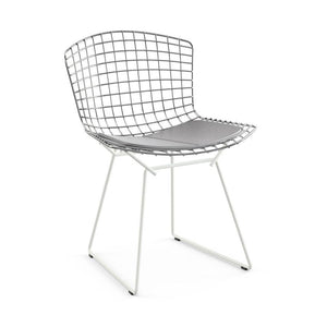 Bertoia Two-Tone Side Chair Side/Dining Knoll Polished Chrome top - White base Vinyl - Fog 