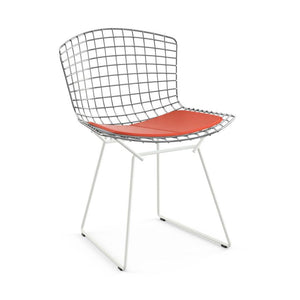 Bertoia Two-Tone Side Chair Side/Dining Knoll Polished Chrome top - White base Vinyl - Carrot 