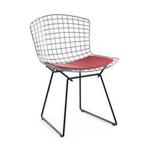 Bertoia Two-Tone Side Chair Side/Dining Knoll Polished Chrome top - Black base Vinyl - Red 