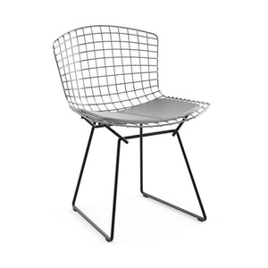 Bertoia Two-Tone Side Chair Side/Dining Knoll Polished Chrome top - Black base Vinyl - Fog 