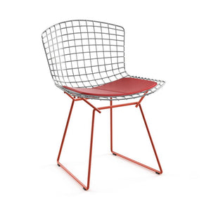 Bertoia Two-Tone Side Chair Side/Dining Knoll Polished Chrome top - Red base Vinyl - Red 