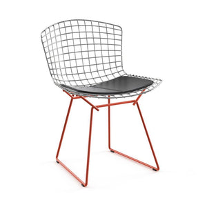 Bertoia Two-Tone Side Chair Side/Dining Knoll Polished Chrome top - Red base Vinyl - Black 