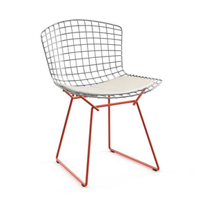 Bertoia Two-Tone Side Chair Side/Dining Knoll Polished Chrome top - Red base Vinyl - White 