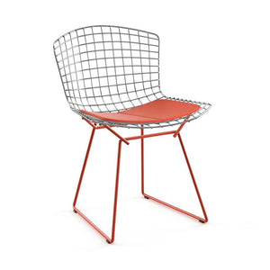 Bertoia Two-Tone Side Chair Side/Dining Knoll Polished Chrome top - Red base Vinyl - Carrot 