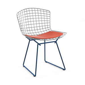 Bertoia Two-Tone Side Chair Side/Dining Knoll Polished Chrome top - Blue base Vinyl - Carrot 