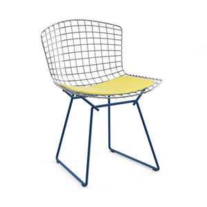 Bertoia Two-Tone Side Chair Side/Dining Knoll Polished Chrome top - Blue base Vinyl - Sunflower 