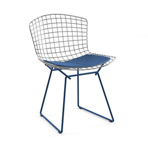 Bertoia Two-Tone Side Chair Side/Dining Knoll Polished Chrome top - Blue base Vinyl - Blueberry 