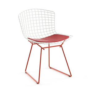 Bertoia Two-Tone Side Chair Side/Dining Knoll White top - Red base Vinyl - Red 
