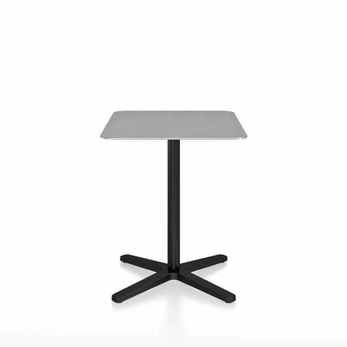 Emeco 2 Inch X Base Cafe Table - Rectangular Coffee table Emeco Black Powder Coated Hand Brushed Aluminum 