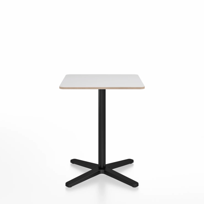 Emeco 2 Inch X Base Cafe Table - Square Coffee Tables Emeco 24&quot; / 60 cm Black Powder Coated White Laminate Plywood