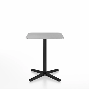 Emeco 2 Inch X Base Cafe Table - Square Coffee Tables Emeco 24" / 60 cm Black Powder Coated Hand Brushed Aluminum