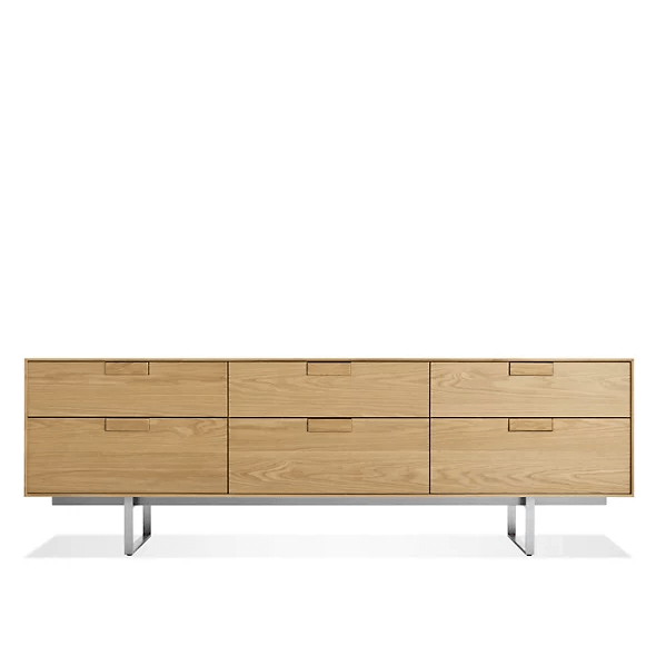 Series 11 6 Drawer Console storage BluDot White Oak Stainless Steel 