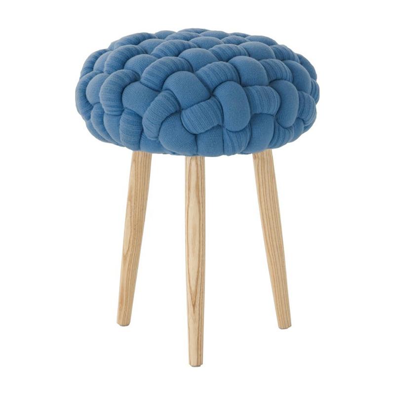 Knitted Stool Stools Gan Blue - Dia.14" x H 20" 