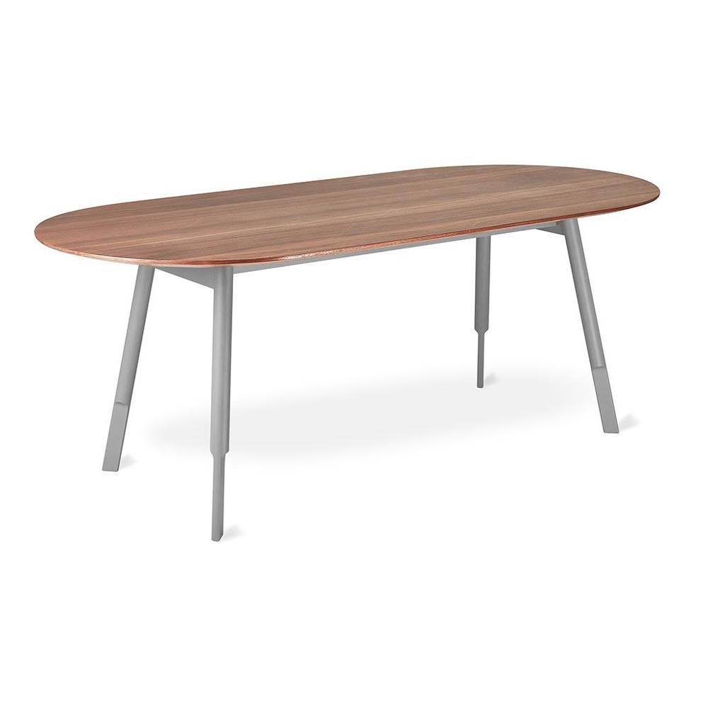 Bracket Dining Table table Gus Modern Oval Walnut &amp; Cadet Gray 