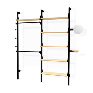 Branch-2 Display Unit Shelves Gus Modern Black Uprights / Black Brackets / Blonde Shelves 