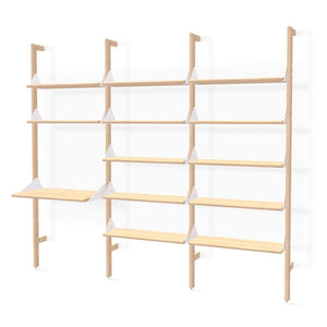 Branch-3 Shelving Unit w/ Desk Shelves Gus Modern Blonde Uprights / White Brackets / Blonde Ash Shelves 