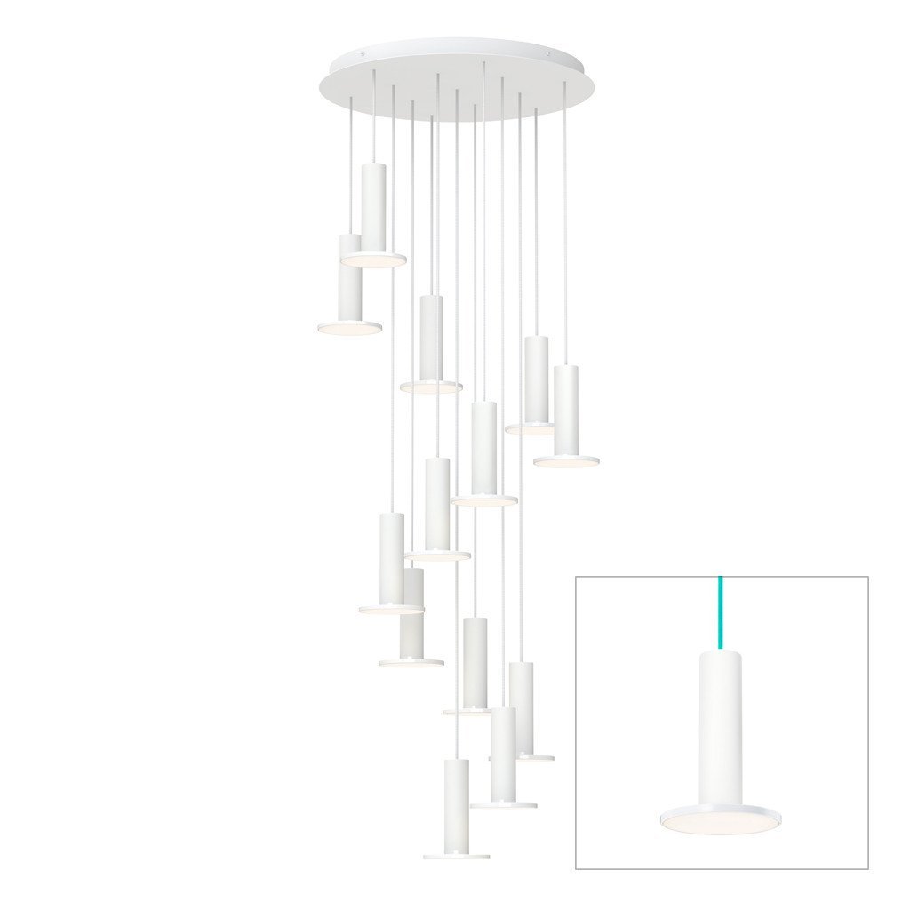 Cielo 13 Multi-Light LED Pendant hanging lamps Pablo Cielo chandelier 13 - White / White / Turquoise cord 