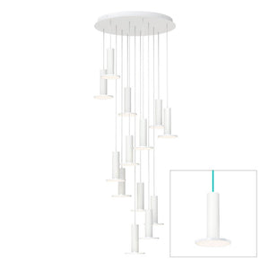 Cielo 13 Multi-Light LED Pendant hanging lamps Pablo Cielo chandelier 13 - White / White / Turquoise cord 