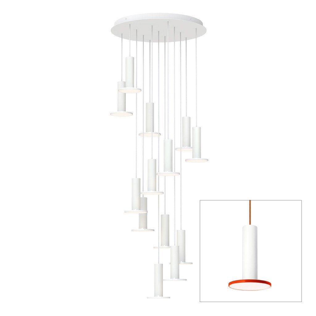 Cielo 13 Multi-Light LED Pendant hanging lamps Pablo Cielo chandelier 13 - White / Tomato / Copper cord 