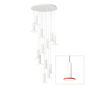 Cielo 13 Multi-Light LED Pendant hanging lamps Pablo Cielo chandelier 13 - White / Tomato / Copper cord 