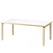AALTO Table Rectangular 82A table Artek Top IKI White HPL | Legs and Edge Band Natural Lacquered 
