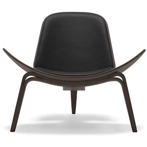 CH07 Lounge Chair Quick Ship lounge chair Carl Hansen Walnut lacquered - thor 301 Black leather 