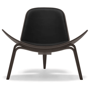 CH07 Lounge Chair Quick Ship lounge chair Carl Hansen Walnut lacquered - Loke 7150 black leather 