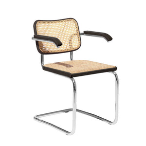 Cesca Cane Chair Side/Dining Knoll Arm Chair Ebonized Frame 