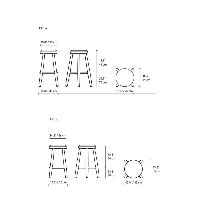 Ch56/58 Stool bar seating Carl Hansen 