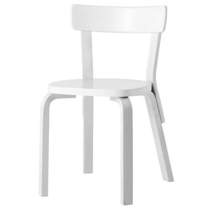 Chair 69 Side/Dining Artek White Lacquered Legs, Seat and Back 