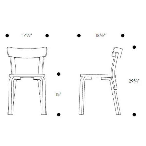 Chair 69 Upholstery Side/Dining Artek 