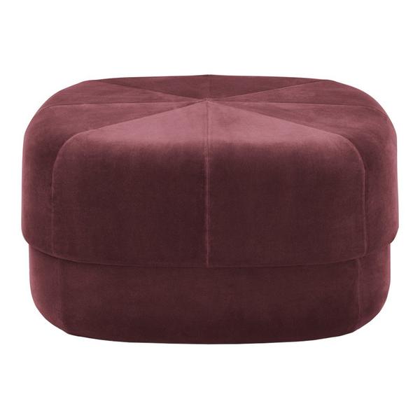 Circus Pouf Woven Velour Stools Normann Copenhagen Large Dark Red City Velvet 