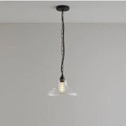 Glass School Pendant Light Pendant Lights Original BTC Small Clear and Weathered Brass 