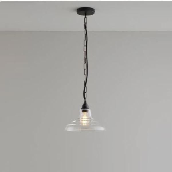 Glass School Pendant Light Pendant Lights Original BTC Small Clear and Weathered Brass 