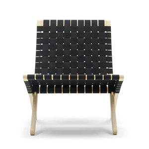 Cuba Lounge Chair Indoor - Black Webbing/Oak Soap Frame CA Modern Home 