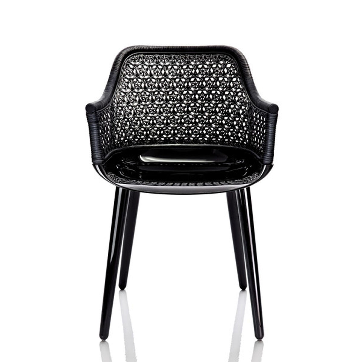 Cyborg Elegant Armchair With Wicker Back Side/Dining Magis Glossy Back Legs/ Black Wicker Back 