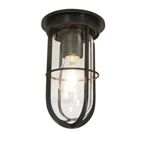 Ship's Well Glass Ceiling Light with Guard ceiling lights Original BTC Weathered Brass Clear Glass 