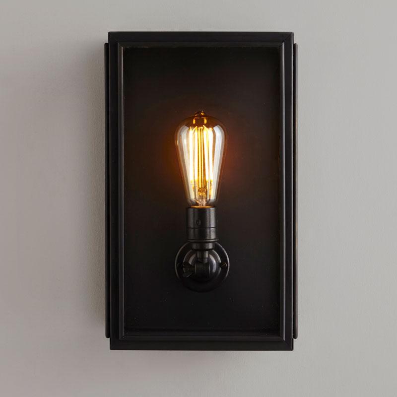 Box External Glass Wall Light Wall Lights Original BTC Medium Weathered Brass Clear 