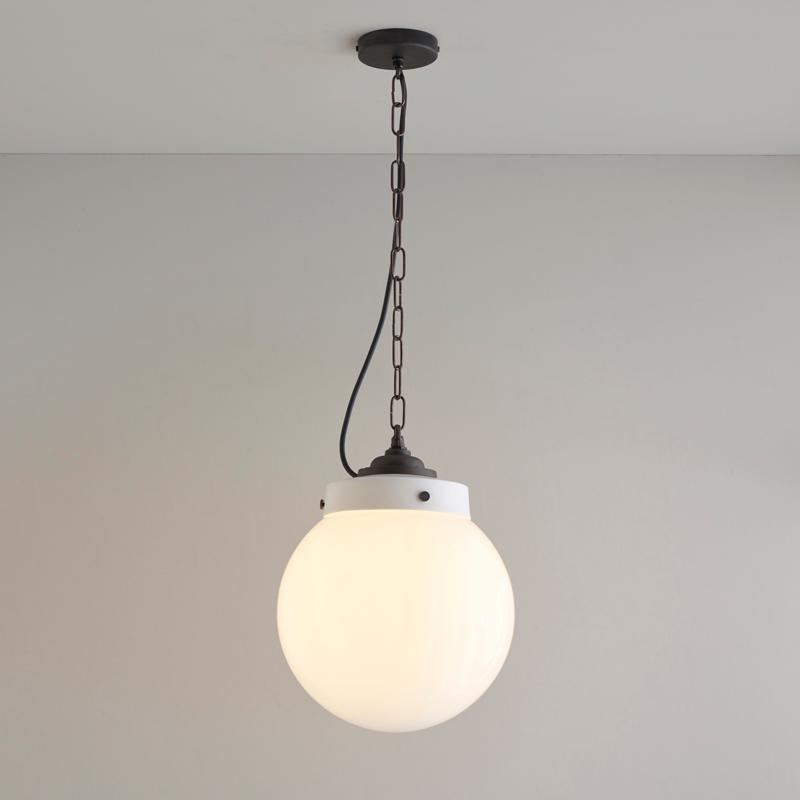 Hampton Pendant Light Pendant Lights Original BTC Medium Opal and Weathered Brass 