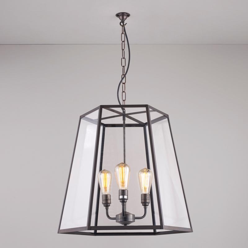 Hex Pendant Extra Large Pendant Lights Original BTC Weathered Brass Clear Glass 