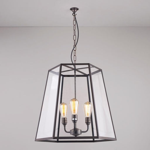 Hex Pendant Extra Large Pendant Lights Original BTC Weathered Brass Clear Glass 