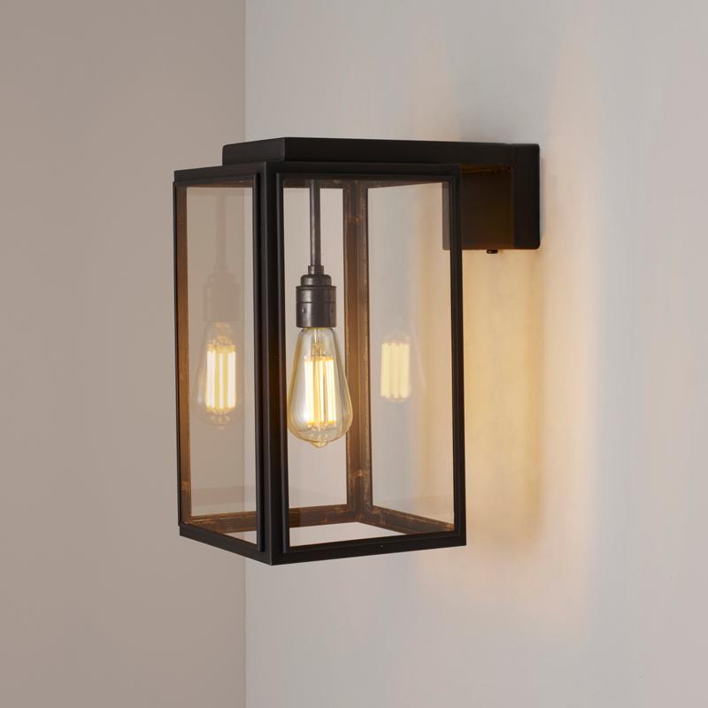 Portico Wall Light Wall Lights Original BTC Small Weathered Brass Clear Glass 