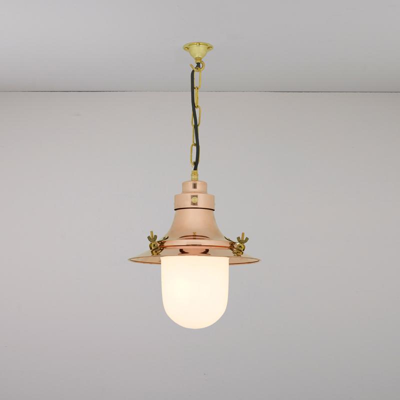 Ship’s Small Decklight Pendant Light Pendant Lights Original BTC Polished Copper | Opal Glass 