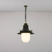 Ship’s Small Decklight Pendant Light Pendant Lights Original BTC Weathered Copper | Opal Glass 