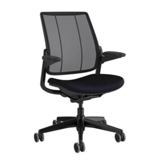 Diffrient Smart Chair - Quick Ship smart chair humanscale Back: Monofilament Stripe/Black - Seat: Fourtis/Black 