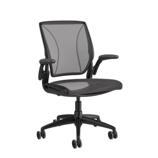 Diffrient World Task Chair - Quick Ship task chair humanscale Back: Pinstripe/Black - Seat: Pinstripe/Black 